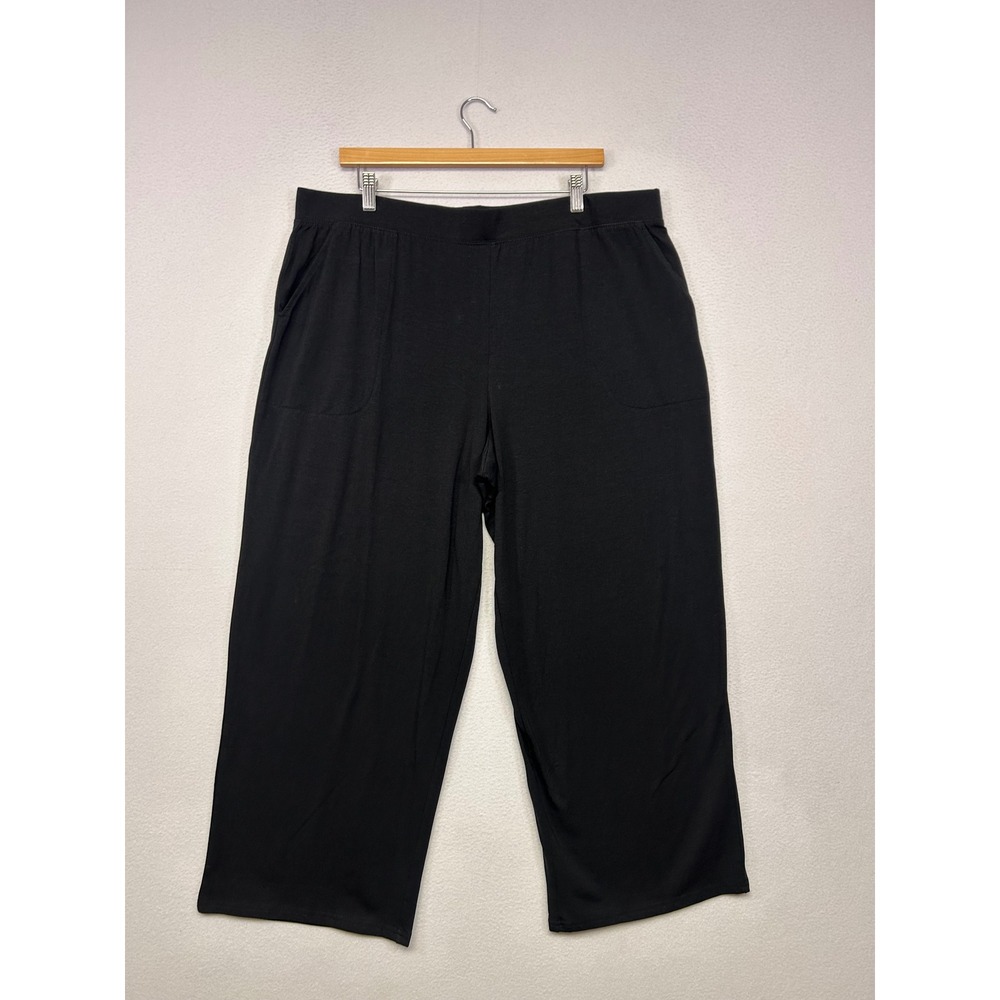 Casual Minimalist Denim & Co. Beach Womens 1XP Black Wide Leg Crop Pants